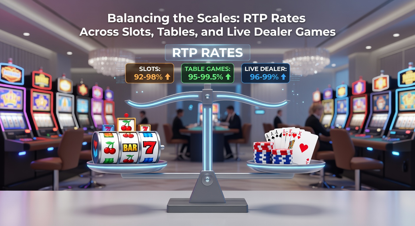 Vergleichstabelle mit RTP-Balken für Live Dealer Blackjack, Roulette und Slots, inklusive Prozentsatz-Labels