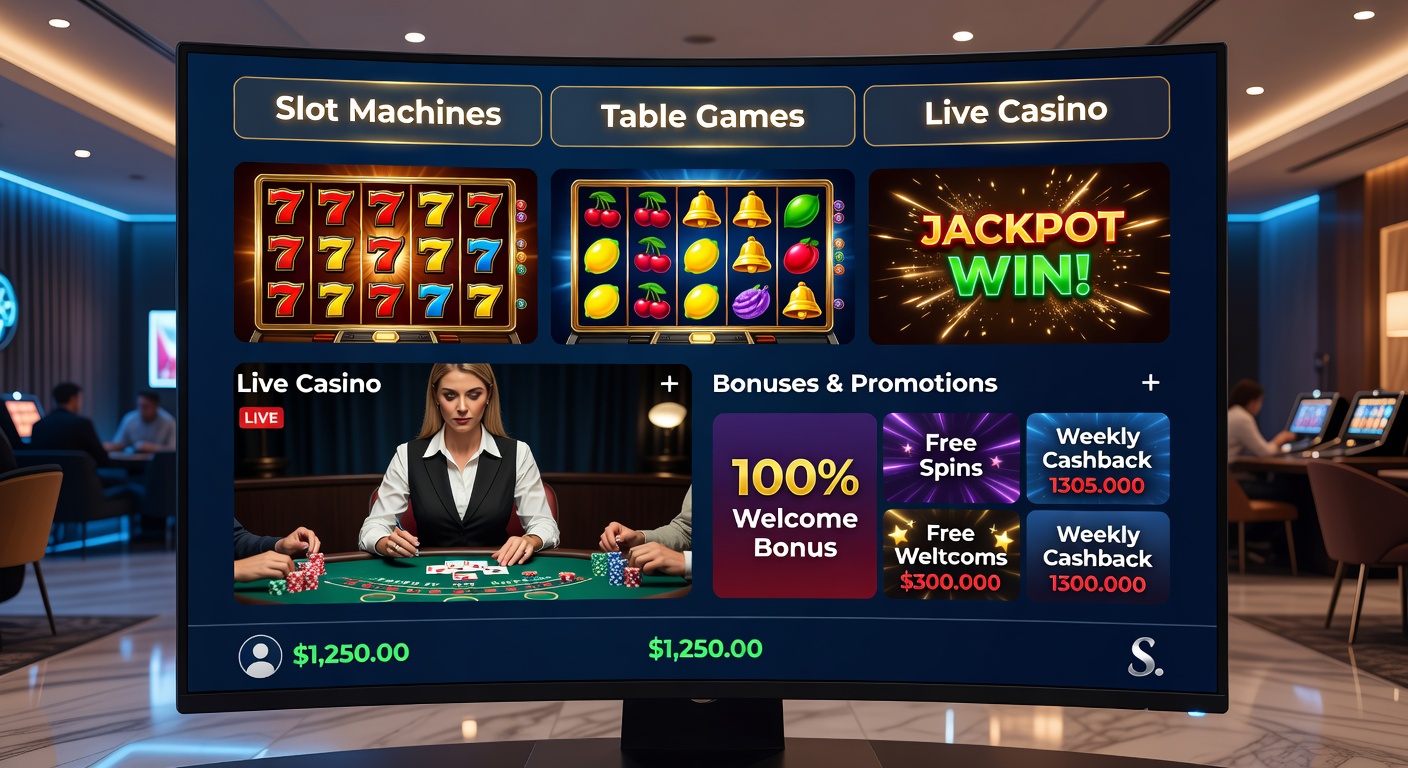 Live-Action-Szene eines Casino-Turniers mit Spielern an Tablets, Slots drehen und Sportwetten-Placards im Hintergrund
