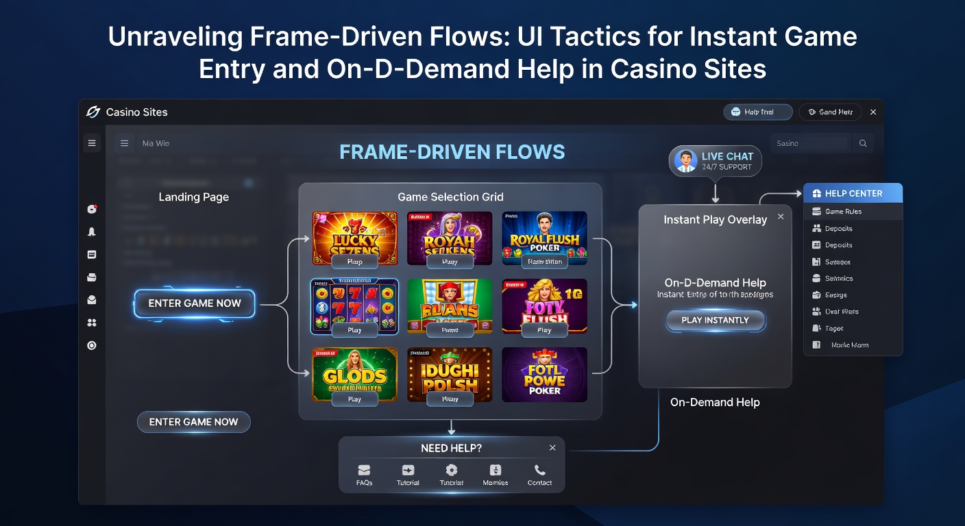 Beispiel für ein Casino-UI mit überlagertem Frame für Live-Support und Spiel-Embed, das Echtzeit-Interaktion ohne Seitenwechsel demonstriert